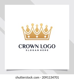 Kreatives Kronlogo-Design mit einzigartigem Konzept und goldener Farbe