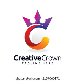 Creative crown logo with letter C concept