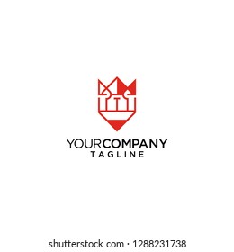creative crown logo pencil vector icon