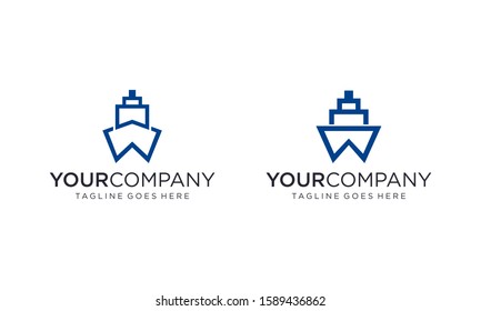 Creative cruise on W letter for logo design concept