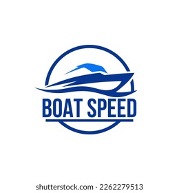 Creative Cruise Speed Boat Fishing Rent Logo Template Vector