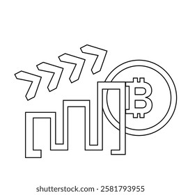 Creative crypto currency line art illustration.