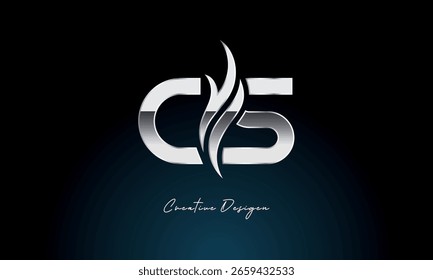 Creativo CS Carta Llama Logotipo Monograma metálico negrita con símbolo de fuego para Premium Chrome Branding e identidad visual