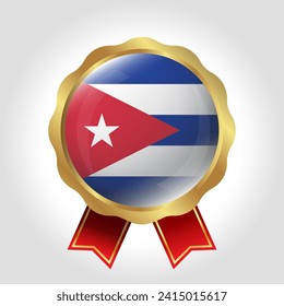 Creative Cuba Flag Label Vector Design