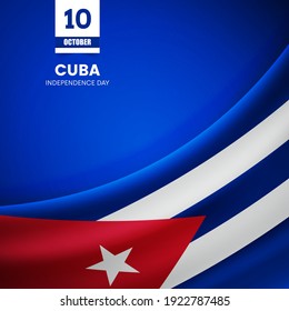 Bandera de Cuba creativa sobre textura de tela. Antecedentes del día de la independencia de estilo vintage