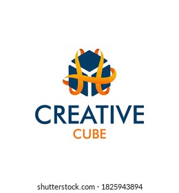 Diseño de logotipo de cubo creativo, concepto de diseño de energía de cubo, cubo de fuego, concepto de logotipo de potencia de cubo, diseño de objetos futuristas