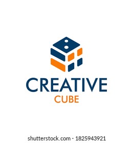 Creative cube logo design, cube energy design concept, fire cube, cube power logo concept, futuristic object design