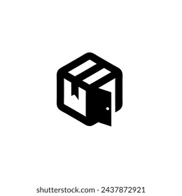 Diseño de logotipo de cubo creativo. Caja de ilustración vectorial y elemento de puerta. plantilla de icono vectorial de diseño de logotipo moderno