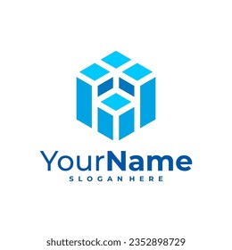 Creative Cube logo vector. Hexagon logo design Template