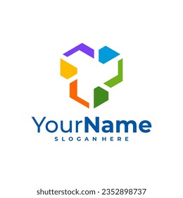 Creative Cube logo vector. Hexagon logo design Template