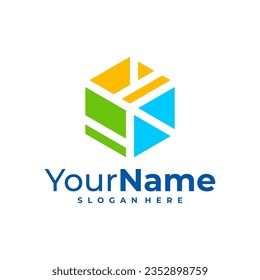 Creative Cube logo vector. Hexagon logo design Template