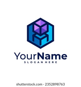 Creative Cube logo vector. Hexagon logo design Template