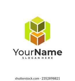 Creative Cube logo vector. Hexagon logo design Template