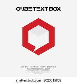 Creative cube text box logo design vector for your brand identity