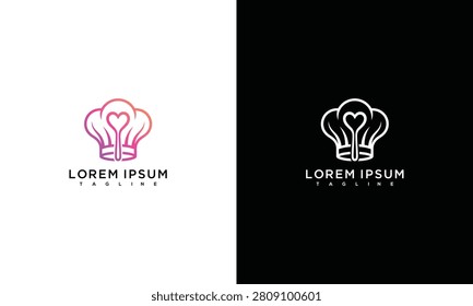 Creative Culinary Love Chef Hat Lightbulb Logo Design