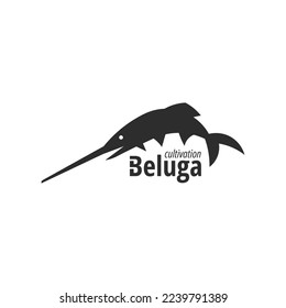 creative cultivation beluga logo design vector illustration with modern, flat and simple styles isolated on white background. silhouette beluga fish oysters business logo design concept