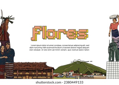 Creative Cultural design layout template background with Indonesian illustration of East Nusa Tenggara