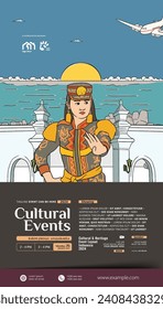 Fondo de plantilla de diseño de diseño cultural creativo con la referencia cultural Kulon Progo