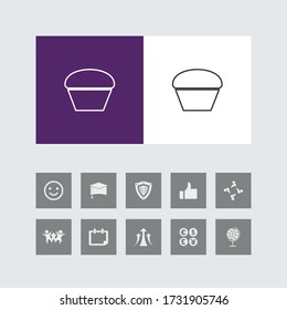 Creative Cup Cake Line Icon with Bonus Icons. 