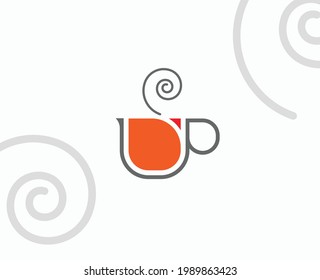 Creative Cup with Smoke Logo Vector 