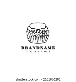 creativo logotipo de cupcake icono de dibujos animados plantilla de diseño negro de vector aislado