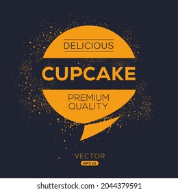 Creative (Cupcake) logo, Cupcake sticker, vector illustration.