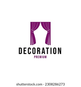 Creative curtain logo building decoration vector design concept illustration idea