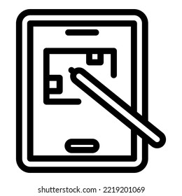 Vektorgrafik des kreativen Kurvensymboles. Digitaler Stift. Tablettenstil