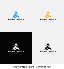 Creative curve A Letter Logo Design with Modern Trendy Typography. Line art letter a logo design. Minimalist abstract flat eye catching letter logo design vector illustration with color variation.