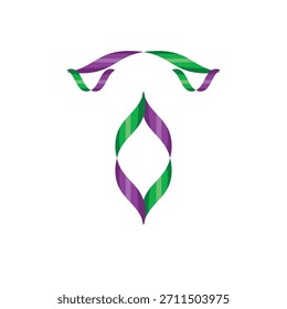 Vector creativo del logotipo de la cinta de la curva: Icono geométrico fluido verde y púrpura Abstractas del diseño para la marca y la Tecnología