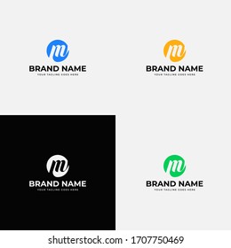 Diseño vectorial de la letra inicial del logotipo M con forma circular. Diseño de icono de letra M para identidad corporativa.
