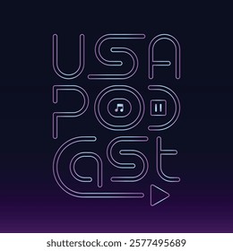 Creative custom word. USA Podcast typography stacked