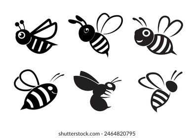 Creative cute bees collection logo vector symbol illustration	