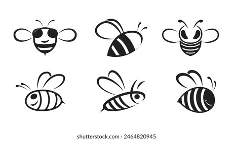 Creative cute bees collection logo vector symbol illustration