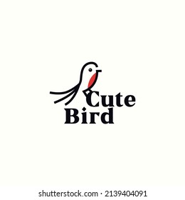 Creative cute bird logo vector design illustration with simple, modern and overlay styles. Icon cute bird logo design vector inspiration isolated on white background.