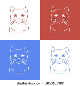 Creative cute cat hand drawing