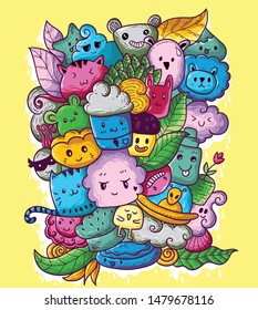 Creative cute doodle hand drawn design illustration