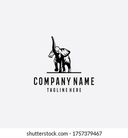 Creative Cute Elephant Africa Animal Black Concept Design Logo