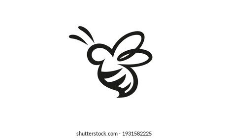 Creative Cute Fat Bee Logo Symbol Vector Design Illustration