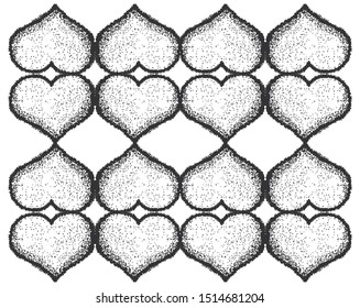 Creative cute grunge hearts isolated on the white background