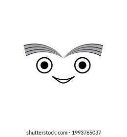 Creative cute happy face smile expression man or women cartoon logo template in flat design monogram illustration