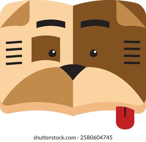 A creative and cute illustration of a book designed to resemble a dog, blending education and fun. suitable for children book club logo
