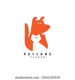 Creative cute negative space pet logo design. Dog and cat logo for your brand or business