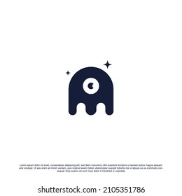 Creative cute one eye monster logo design.