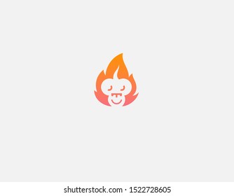 Creative cute red monkey logo icon for project