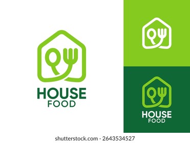 creative cutlery with home logo design. restaurant, cook, hotel, food symbol vector concept	
