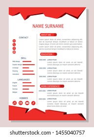 Creative CV resume template design for a creative person - vector minimalist - Red Magneta  Beautiful Resume elegant stylish