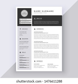 Creative CV / resume template design  for a creative person - illustrations on white background