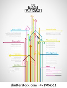 Creative cv template with colorful arrows - light version.