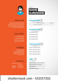 Creative CV template with orange paper stripe.